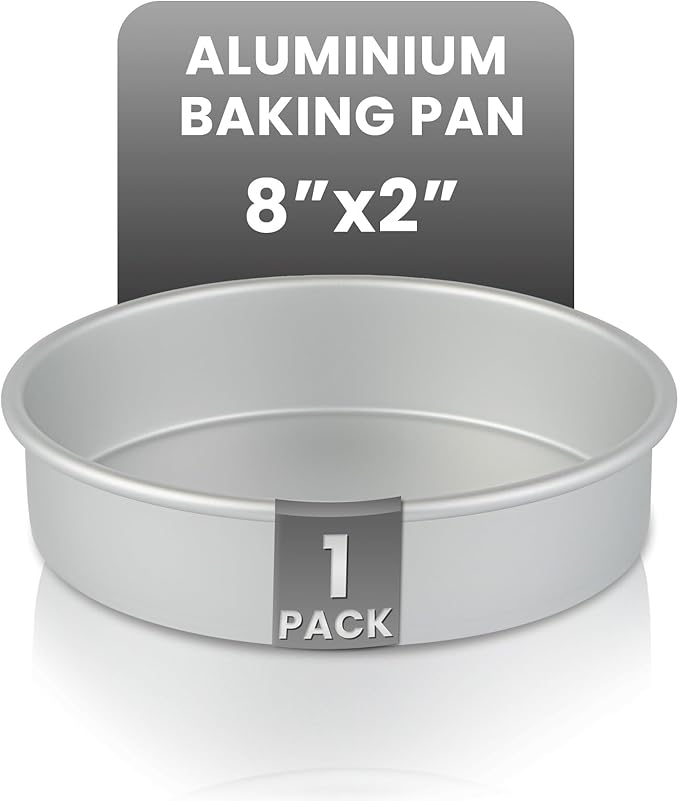 Restaurantware-Met Lux 8 x 2 Inch Straight-Sided Baking Tin, 1 Round Cake Pan - Oven-Ready, Freezable, Anodized Aluminum Round Baking Pan, Greaseproof, For Layer Birthday Cake