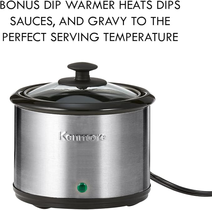 Kenmore 7 Quart Slow Cooker with Diper - Crock pot With Programmable Settings, Digital Controls, Large Capacity for Family Meals, Dishwasher-Safe Stoneware, Warm Rice & Sous Vide Stew