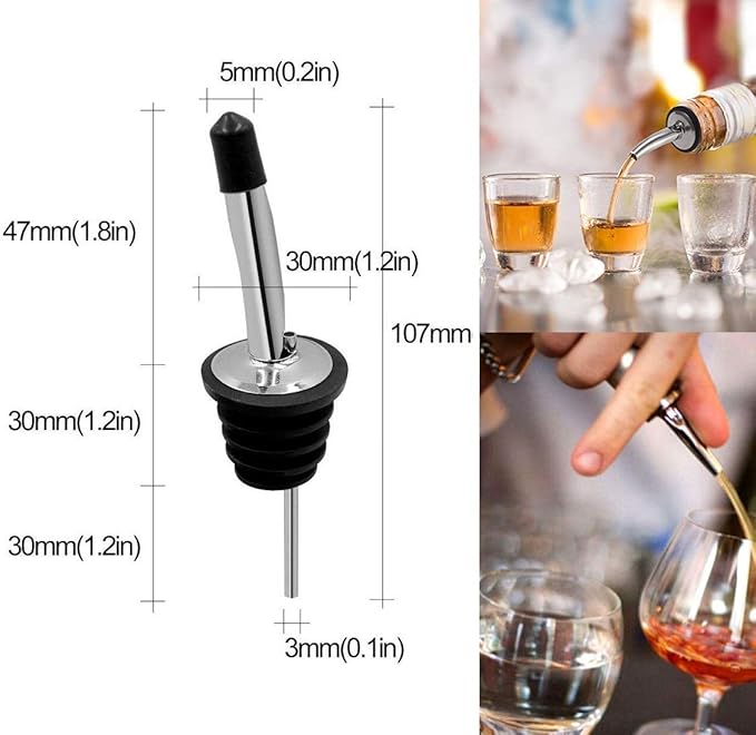 48 Pack Liquor Pour Spouts Set - Stainless Steel bottle spout and Liquor Pourers Dust Caps Covers