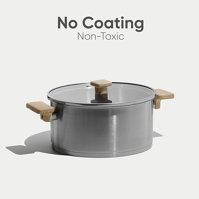 CAROTE Stainless Steel Stock Pot - 5 Quart Heavy Duty Induction Cooking Pot with Visible Lid for Pasta, Soup, Spaghetti, Bottom Big Stockpot, Deep Cookware for Canning, Boiling, Simmer