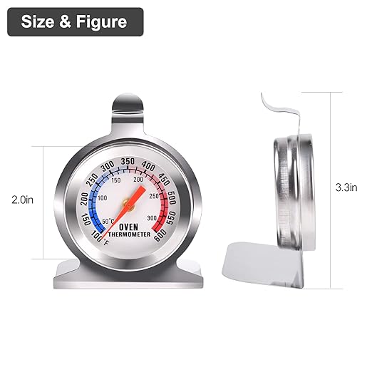 Stainless Steel Oven Thermometer for Electric/Gas Oven, Kitchen Cooking Grill Smoker Thermometer(50-300°C/100-600°F) (1)