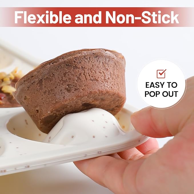 CAKETIME Silicone Muffin Pan, Metal Reinforced Frame Regular Size Cupcake Pan Easy to Move Muffin Pans Nonstick 12 Cups for Baking (2)