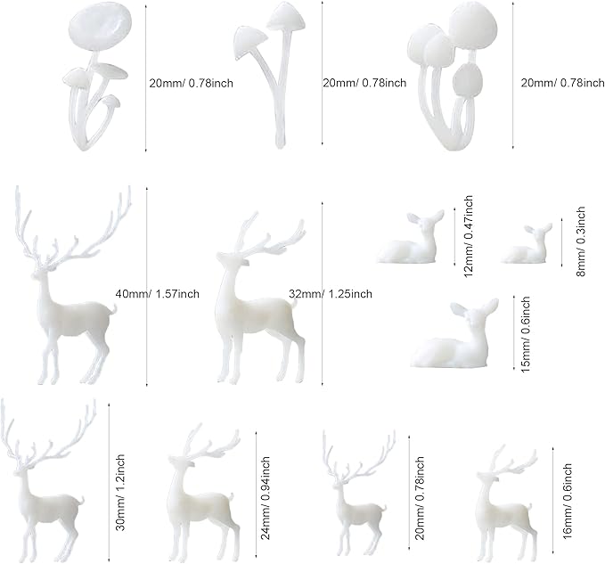 Woohome 12 PCS Mini Elk & Mushroom Resin Casting Moulds, 3D Art Craft Supplies Epoxy Moulds for Jewelry Making