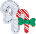 Flycalf Christmas Cookie Cutters Candy Cane Shapes with Plunger Stamps Holiday PLA Baking Accessories Cutter Molds Gifts Decorative Party 3" Kitchen Cake Supplies