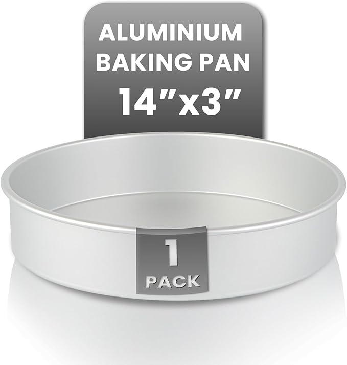 Restaurantware-Met Lux 14 x 3 Inch Straight-Sided Baking Tin, 1 Round Cake Pan - Oven-Ready, Freezable, Anodized Aluminum Round Baking Pan, Greaseproof, For Layer Birthday Cake