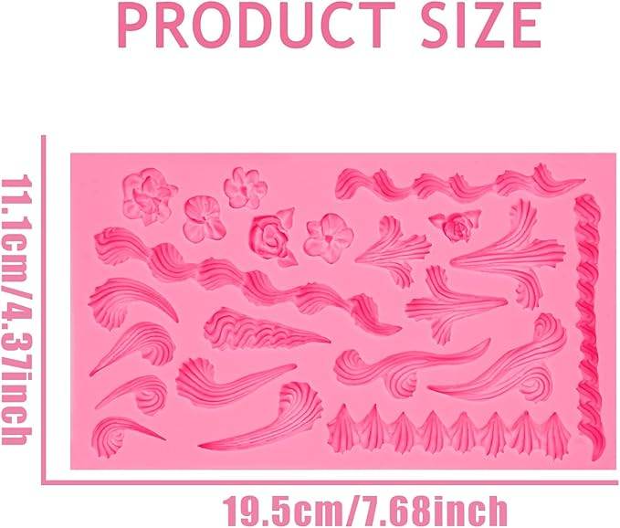 Large Flower Whipped Cream Shape Chocolate Silicone Mold, Lambeth Cake Decoration Fondant Mold, for Wedding, Bridal Shower Cookies, Muffins, Mousse, Butter, Flower Paste, Marzipan, Clay, Resin