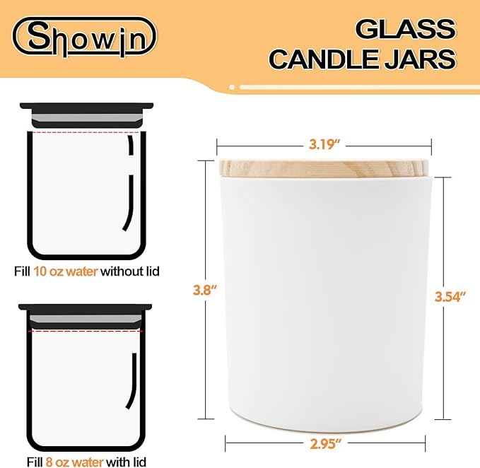 10 OZ Thick Candle Jars for Making Candles 15 Pcs, Empty Jars with Wood Lids for Candle Making, Sample Container, Matte White