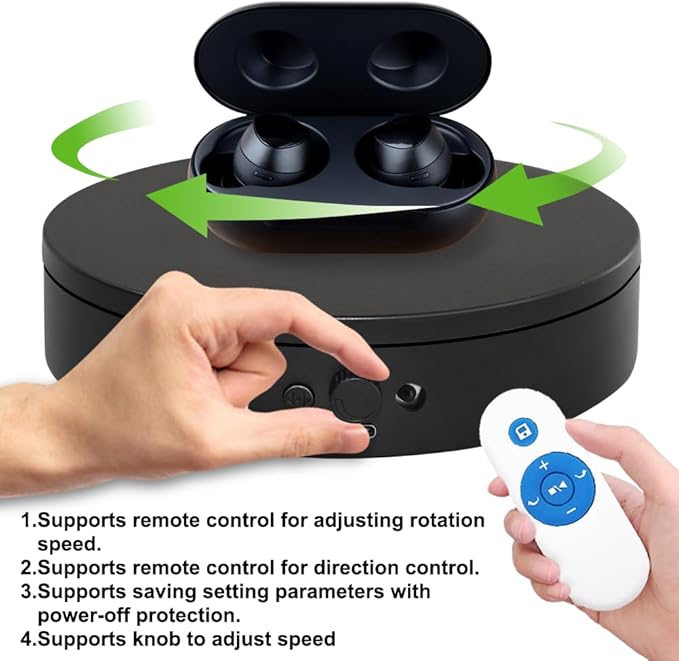 Knob Speed Adjustment Remote Control Motorized Rotating Display Stand 3d scanner Electric Turntable rotating platform for Photography Products Shows,Jewelry,Watch,3D Models,Cake Support AAA