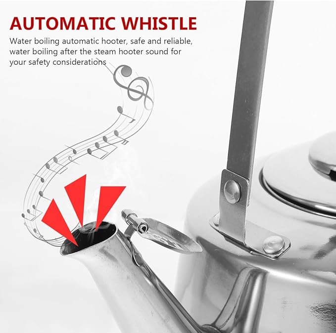Luxshiny Whistling Tea Kettle: Stainless Steel Boil Water Kettle with Filter for Home and Office Use - 1.5L (Silver)