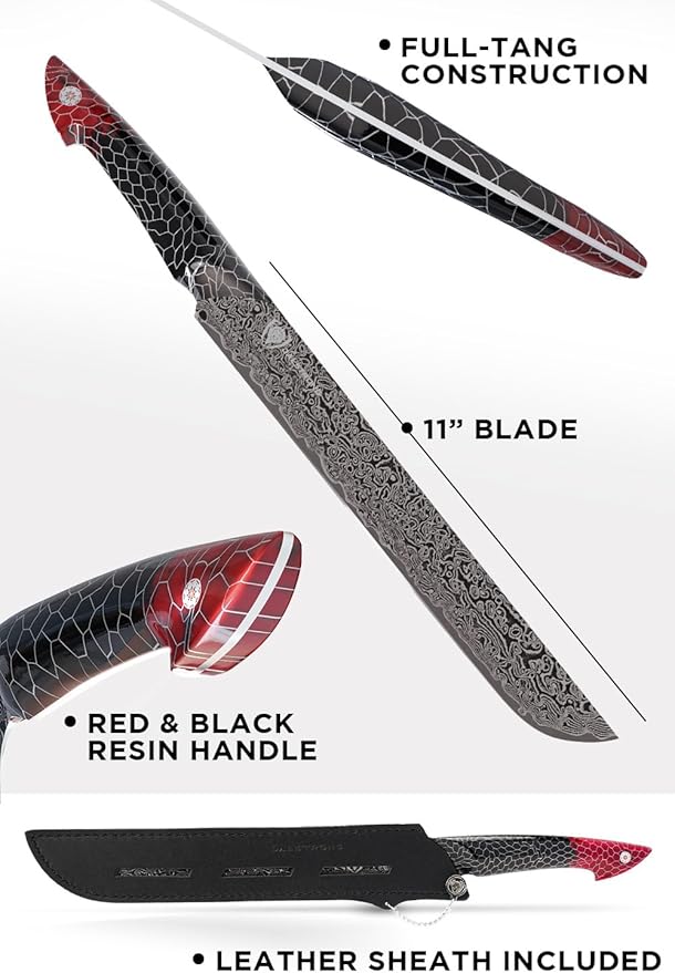 Dalstrong Slicing Knife - 11”- Scorpion Series Meat Slicing Knife Professional- Exclusive Japanese V12 Ultra™ Steel - Black Damascus - Black & Red Honeycomb Resin Handle- Brisket Slicer with Sheath