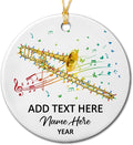 Customized Trombone Musical Player Ceramic Ornament with Name Text Year, Personalized Hanging Xmas Tree Ornaments Gift for Trombonist Daughter Son Brother Sister Friends, Trombone Instrument Ornament