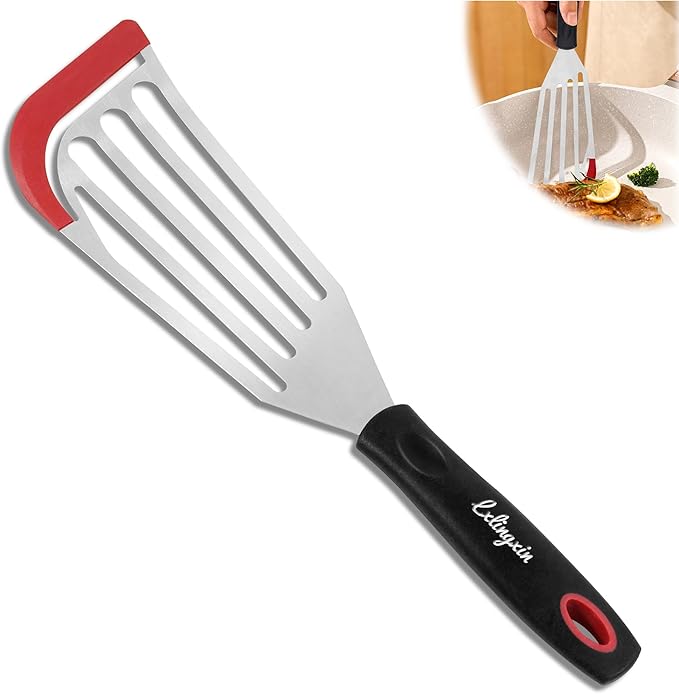 LX Fish Spatula Heat Resistant SiliconeTurner Spatula for Nonstick Cookware, Silicone Thin Flipper Slotted Spatulas - Ideal for Grilling, omelette making, Pancake