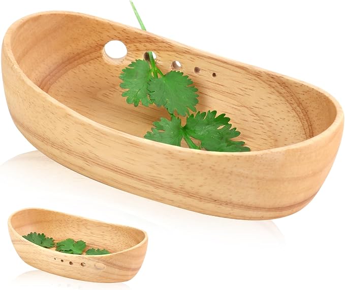 Wooden Herb Stripper Bowl Handmade Herb Stripper Tool with 5 Different Hole Sizes Efficient Herb Peeling Cup Herb Leaf Peeler for Separating Leaves Kale Broccoli Thyme Basil Rosemary