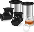 Clear Ice Cube Maker, 2.5 Inch Stainless Steel Crystal Large Clear Ice Ball Maker, Silicone Ice Cube Mold for Cocktails, Drinks & Bourbon, Whiskey Gifts for Men, Metal Color(2 Pack)