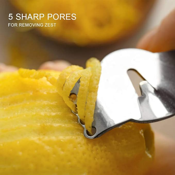 Stainless Steel Lemon Zester Grater, Lemon zester tool,citrus zester tool for Orange Citrus Peeler with Channel Knife