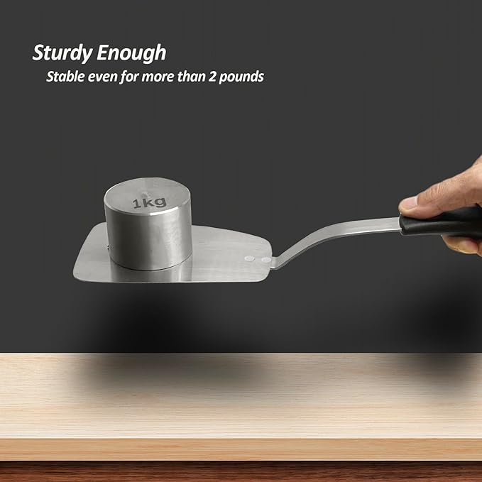 Stainless Steel Flexible Spatula Turner, VOVOLY Thin Metal Spatula for Cast Iron Skillet, Thin Blade and Heat Resistant Silicone Handle, Great for Egg, Cookie, Meat, Crep, Large