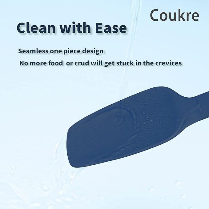 Coukre Silicone Spatula Set of 5,High Temperature Resistant, Food Grade Silicone, Dishwasher Safe, for Baking, Cooking (Pure Deep Blue)