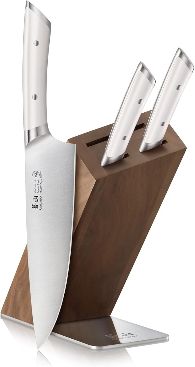 Cangshan HELENA Series German Steel Forged, HUA Knife Block Set (4-Piece, White)