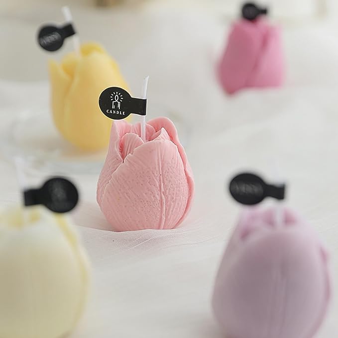 2Pcs Tulip Silicone Candle Flower Wax Mold Silicone for Candles Resin Making Molds Moldes De Silicona para Hacer Velas Artesanales De Silicona,for Making Mothers Day Gifts for Mom Daughter