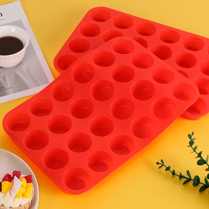 2 Pcs Muffin Pan Silicone Molds, Cupcake Pan Silicone Molds, Non-Stick Baking Molds for Making Muffin, Cakes, Cupcake, Tart, Chocolate