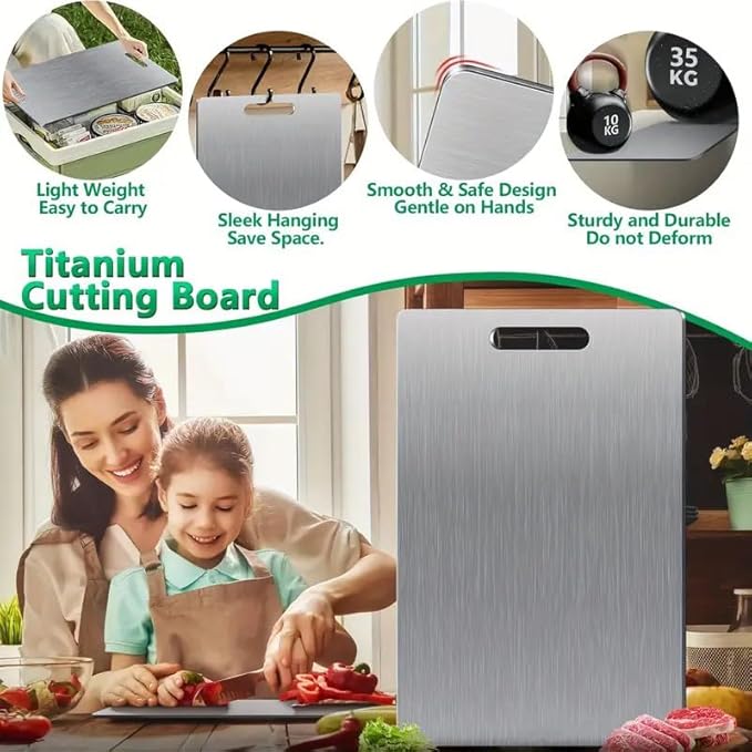 Katuchef Titanium Cutting Board - New Upgrade 100% Pure Titanium Cutting Boards for Kitchen Double Sided Non Toxic Cutting Board,Hygiene Durable Dishwasher Safe Chopping Board (18.11IN*11.81IN)