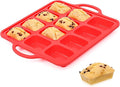 Silicone Mini Loaf pan, 12 Cavities Metal Reinforced Frame Nonstick Food Grade for Baking Mini Bread, Brownie, Cornbread, Cheesecake and Chocolate (1 Pack)