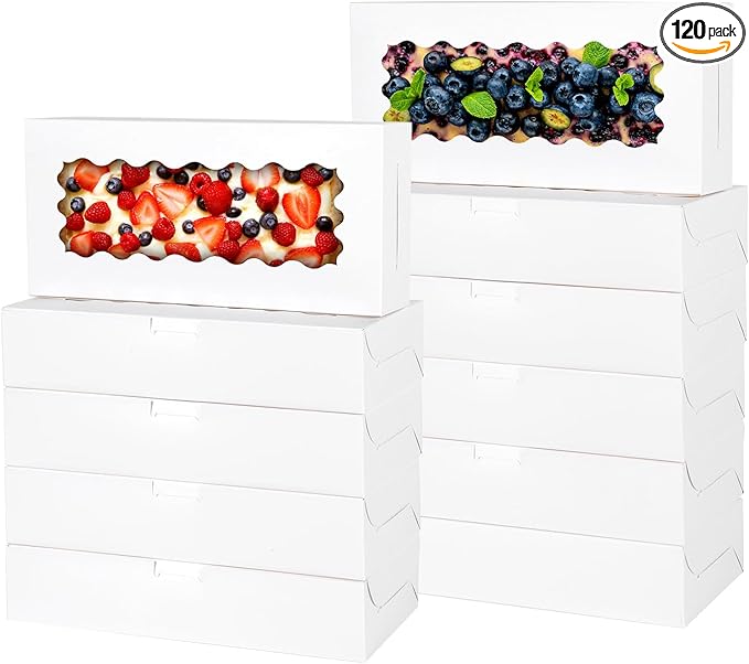 36 pcs Cookie Boxes,12x5.5x2.5 Inch Bakery Boxes with Window for Pies Chocolate Strawberries Muffins Donuts Pastry Dessert Christmas(White)