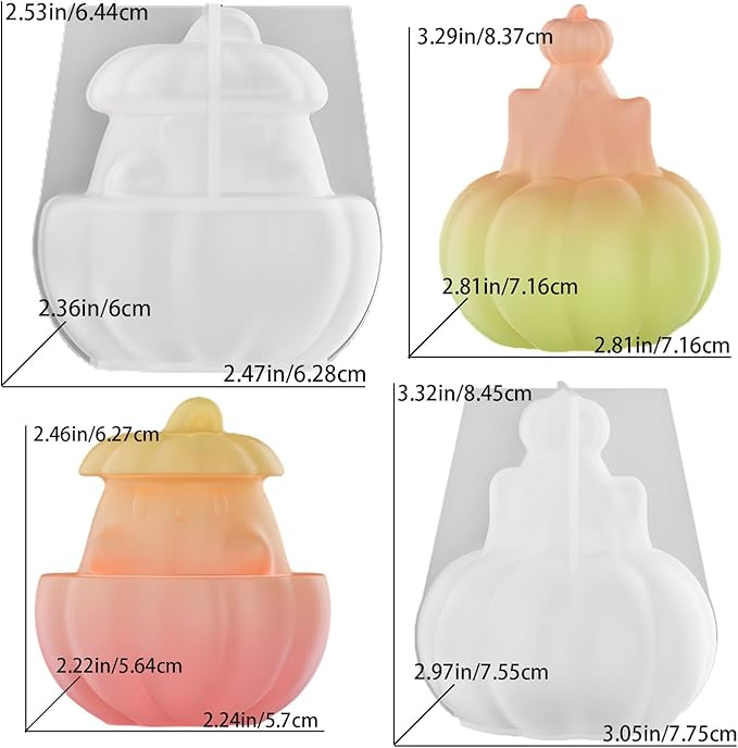 2Pcs Halloween Resin Silicone Mold, Ghost Pumpkin Epoxy Silicone Molds for Resin Casting, Party Autumn Decor (Halloween B)