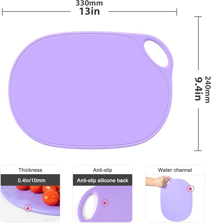 Li&Zhao Plastic Cutting Boards for Kitchen - Chopping Board Small Cutting Board for Meat Cutting Mats for Kitchen Cooking(Purple)