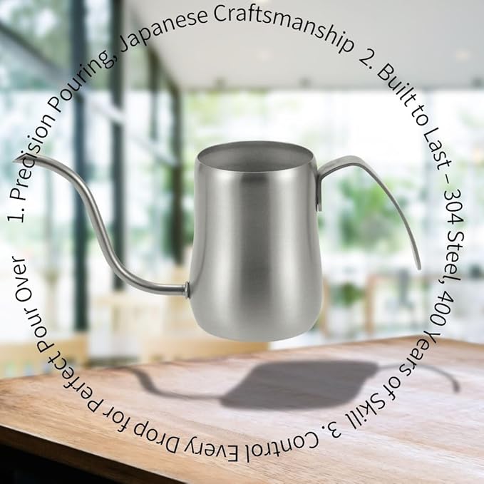 Gooseneck Kettle [ Made in Japan ] 14.5 oz - Stainless Steel Pour Over Coffee Pot