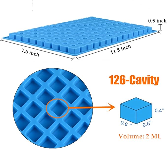 JOERSH Square Candy Molds Silicone Molds for Hard Candy, Gummy, Caramels, Chocolate, Ganache, Ice Cubes, 252 Cavity