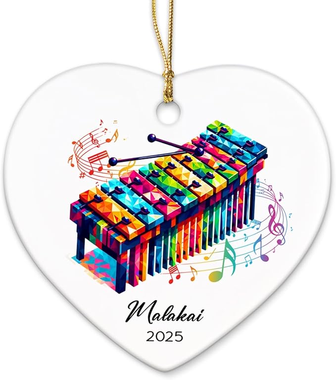 Xylophone Instrument Ceramic Ornaments, Personalized Xylophonist Ornaments Decor Christmas, Xylophone Ceramic Ornament Gifts for Music Lovers, Custom Name & Year Xylophonist Ornament Xmas Tree 2025