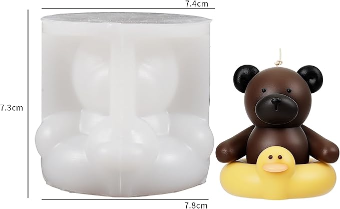 Swimming Bear Candle Swim Animal Resin Casting Resin Making Molds Silicone Mold for Candle Home Decorate Candle Making 3D Animal Mold