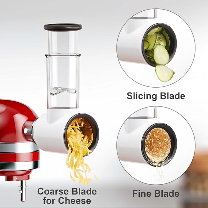 Meat Grinder & Slicer Shredder Attachments for KitchenAid Stand Mixer, Meat Grinder with Sausage Stuffer Tubes and Slicer Shredder Set, 2 Pcs Attachment Set for KitchenAid Mixers By Cofun