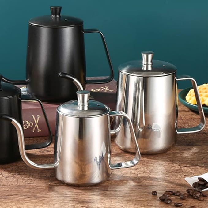 Toyvian Gooseneck Kettle 600ML Metal Coffee Kettle, Coffee Thin Spout, Gooseneck Pitcher, Narrow Spout Pot, Dripper Stainless Steel Water Bottle