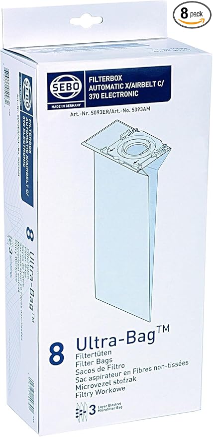 Sebo Genuine X1 X2 X3 X4 X5 Extra Pet XP2 XP3 5093ER Vacuum Cleaner Dust Bags