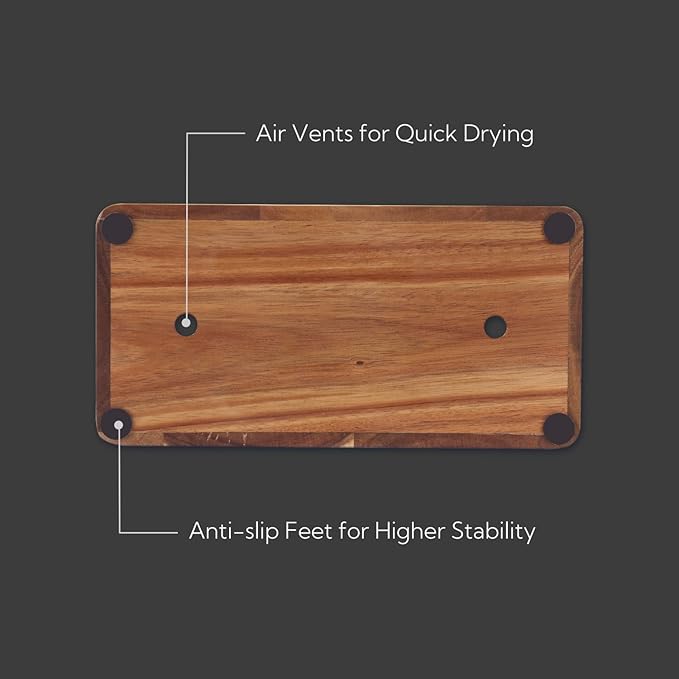 KITCHENDAO XL Acacia Wood Universal Knife Block with Slots for Scissors and Sharpening Rod, Safe, Space Saver Knives Storage Stand Display without Knives, Unique Slot Design to Protect Blade