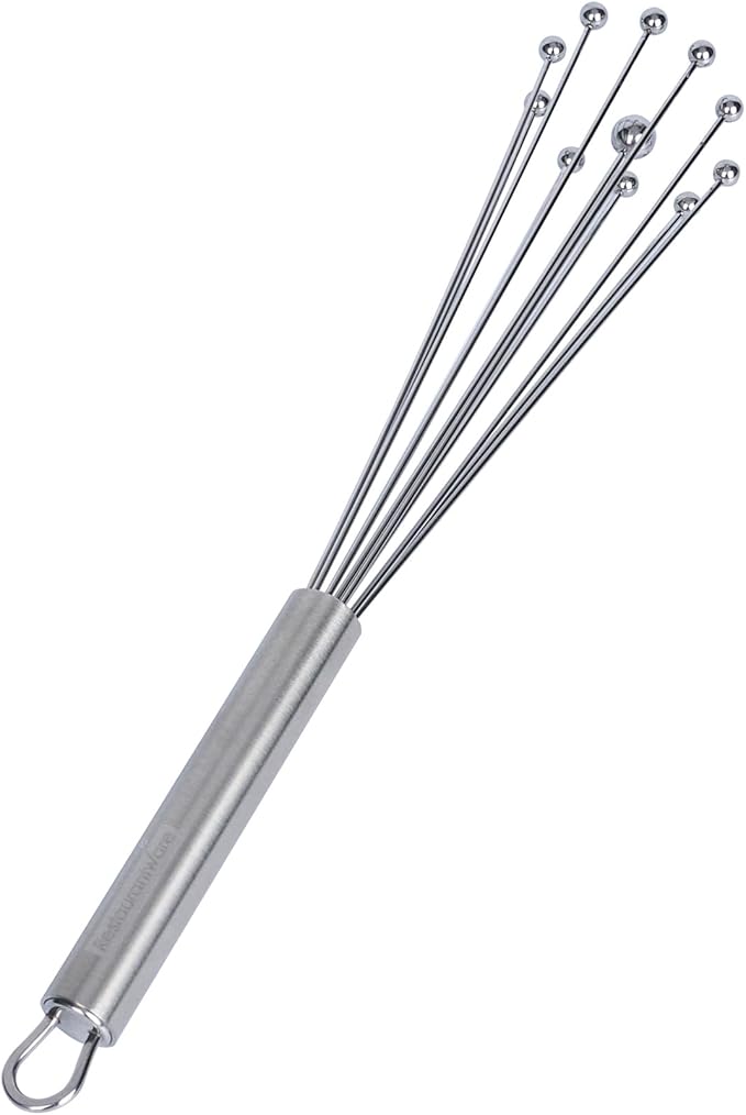 Restaurantware-German Standard 10.6 Inch Ball Whisks, 6 Dishwashable Kitchen Whisks - Ergonomic Handle, Durable, Stainless Steel Manual Egg Beater, Suitable For Whisking, Stirring, Mixing, Beating