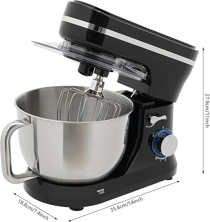 Stand Mixer, 380W 8+1 Speed Multifunctional Kitchen Mixer with 1.19gal Stainless Steel Bowl Tilt-Head Meat Grinder Electric Food Mixer with Beater, Dough Hook and Whisk Black for Most Home Cooks