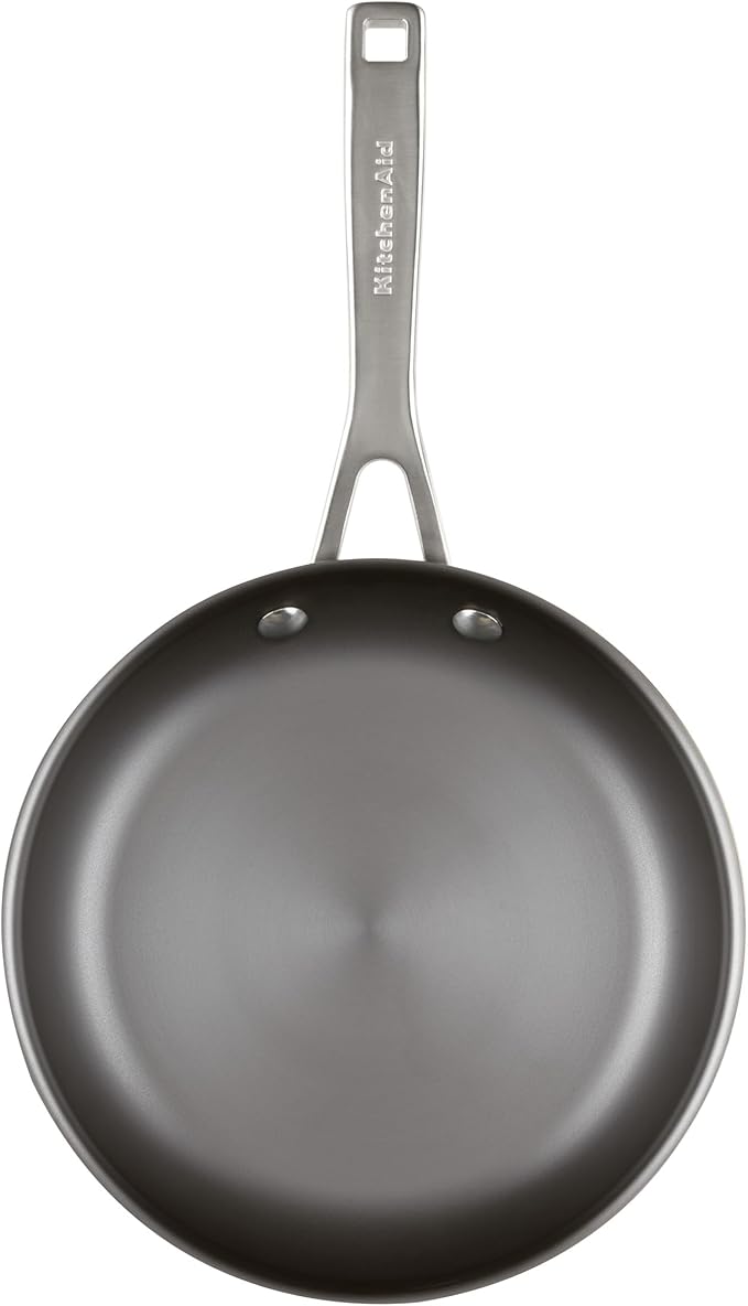 KitchenAid NITRO Carbon Steel Frying Pan/Skillet, Stainless Steel Handle, Compatible with All Cooktops, 8.5 Inch Open Fry Pan - Black