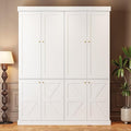 70.8" Tall Farmhouse Kitchen Pantry Cabinet with Doors, Modular Storage Cabinet with 4-Tier Adjustable Shelves, White, Wooden Hutch for Kitchen, Living Room, Set of 2