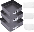 Rectangle Springform Cake Pans Set,Not-Stick Cheesecake Pans with Removable Bottom Stainless Steel Bakeware DIY Baking Mold Funny Cake Tins with Scrapers for Kitchen Birthday Valentine Day Wedding