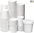 [250 Sets White Paper Food Containers With Vented Lids, To Go Hot Soup Bowls, Disposable Ice Cream Cups (16oz)