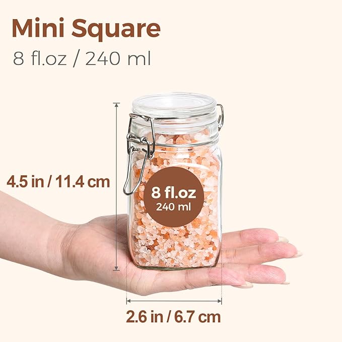ComSaf Small Glass Jars with Airtight Lid Set of 12, Spice Jars 8 oz, Mason Jar 8 oz, Small Canning Jar, 8oz Jars with Lids for Kitchen, Jam, Jelly, Honey, Dessert, Salad, Shower Wedding Favors