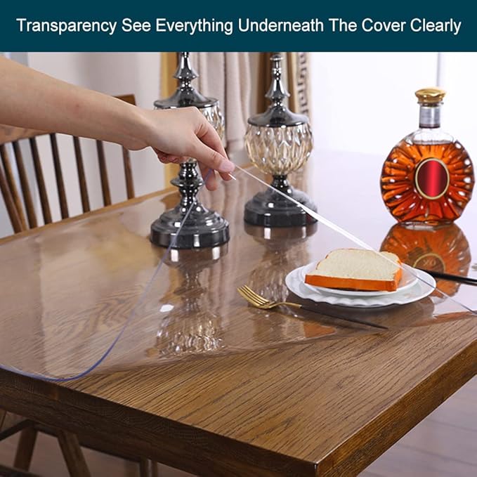 Wadrac Clear Table Protector Plastic Table Cloths PVC Night Stand Table Cover Mat Office Desk Mat Shelf Surface Protection Crystal Children Painting Cover Pad Transprent Rectangular 23.6x31.5 inch