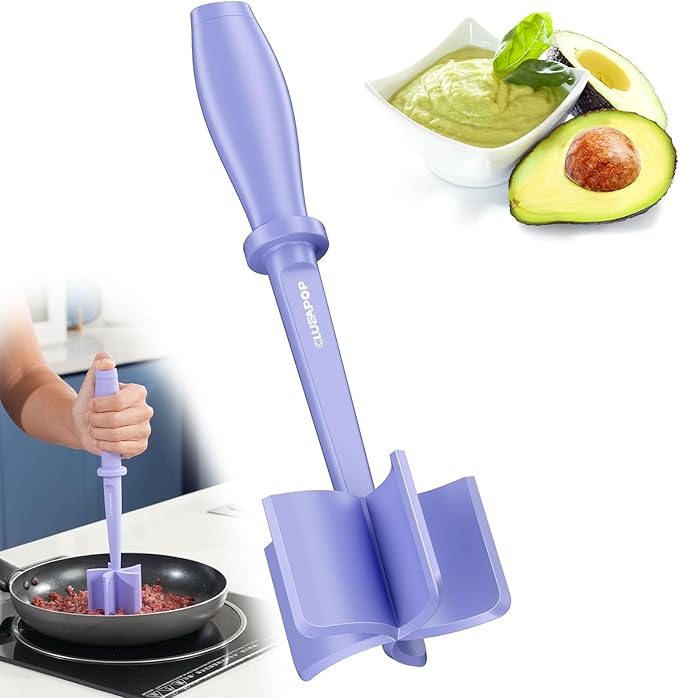 Premium Heat Resistant Masher and Smasher for Hamburger, Ground Turkey and More, Nylon Tool and Meat Fork, Mix Chopper