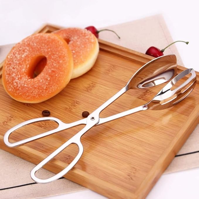 KEBE 2-PACK Serving Tongs for Buffet Party Catering, Thickening Food Serving Salad Cake Bread Kitchen Tongs, Stainless Steel