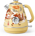 Hazel Quinn Retro Electric Kettle - 1.7 Liters / 57.5 Ounces Tea Kettle with Thermometer, All Stainless Steel, 1200 Watts Fast Boiling, BPA-free, Cordless, Automatic Shut Off - Dragon Dance