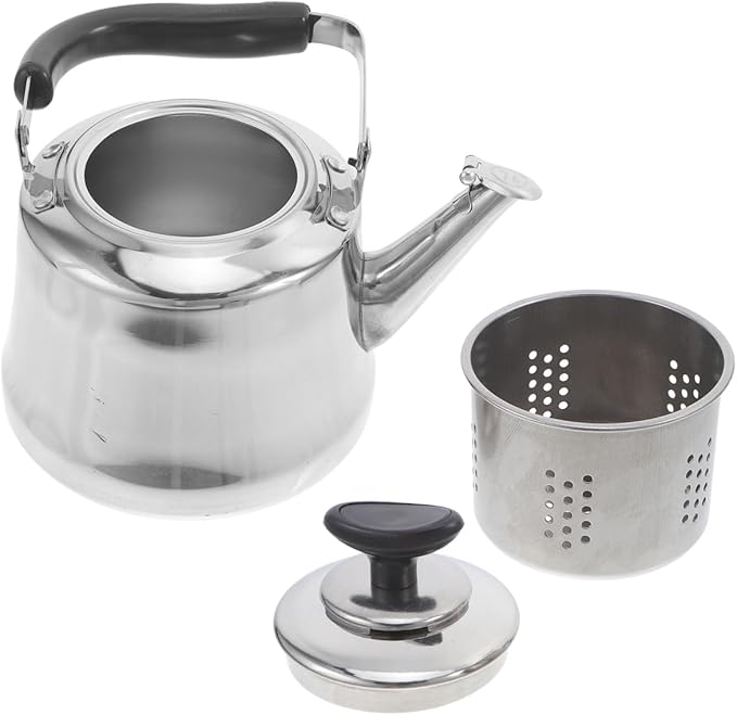 Luxshiny Stainless Steel Tea Kettle for Stove Top with Removable Infuser Large Capacity Water Kettle 1.1 Quart Silver Teapot for Home Kitchen