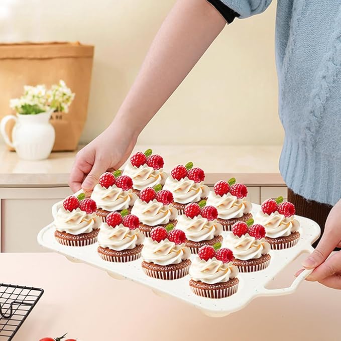 2 Pack Silicone Muffin Pan with Metal Reinforced Frame, 12 Cups Regular Size Silicone Cupcake Pan, Nonstick silicone Cupcake Molds for baking Homemade Muffins, Cupcakes, Egg Bites